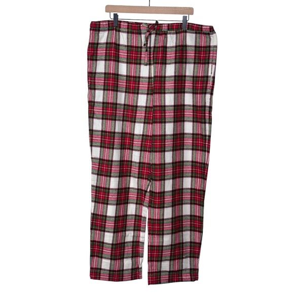 Hanna Andersson Other - Hanna Andersson Unisex Holiday Plaid Flannel Pajama Pants XL Red Green Cream